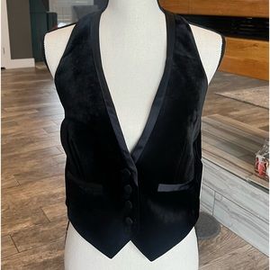 Express Velvet Button Front Halter Tuxedo Blazer Vest